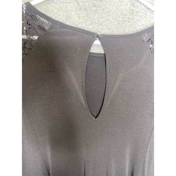 Torrid womens 1 short lace sleeves trapeze black slinky dress keyhole back - Picture 6 of 8